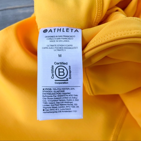 NWT Athleta Ultimate Stash II Capri Calf Length w Pockets “Golden Spark” Yellow - Picture 9 of 15